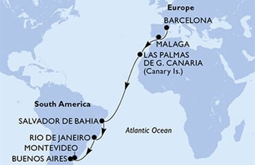 MSC Splendida - Španělsko, Brazílie, Uruguay, Argentina (z Barcelony)