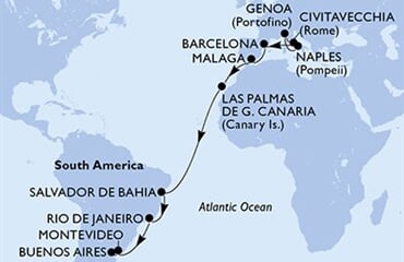 MSC Splendida - Itálie, Španělsko, Brazílie, Uruguay, Argentina (Neapol)