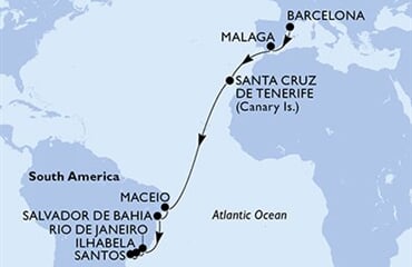 MSC Virtuosa - Španělsko, Brazílie (z Barcelony)