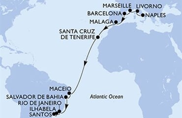 MSC Virtuosa - Itálie, Francie, Španělsko, Brazílie (Neapol)