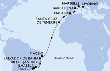MSC Virtuosa - Itálie, Francie, Španělsko, Brazílie (Livorno)