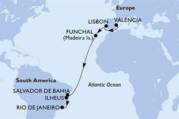 MSC MUSICA - Spanyolország, Portúgalia, Brazília (a Valencia-ből)