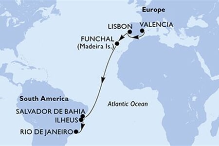 MSC MUSICA - Spanyolország, Portúgalia, Brazília (a Valencia-ből)