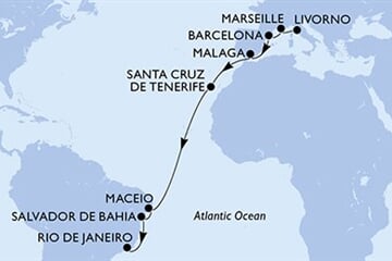MSC VIRTUOSA - Olaszország, Franciaország, Spanyolország, Brazília (a Livorno-ből)