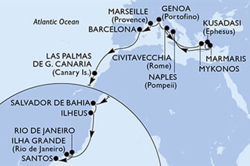 MSC DIVINA - Itálie, Řecko, Turecko, Francie, Španělsko, ... (z Civitavecchie)