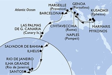 MSC DIVINA - Itálie, Řecko, Turecko, Francie, Španělsko, ... (z Civitavecchie)