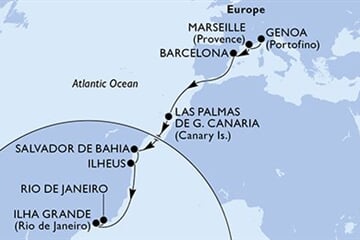 MSC DIVINA - Itálie, Francie, Španělsko, Brazílie (z Janova)