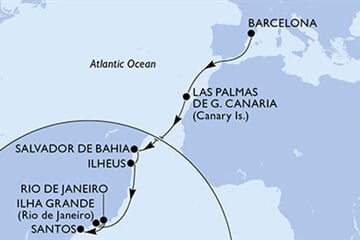 MSC DIVINA - Španělsko, Brazílie (z Barcelony)