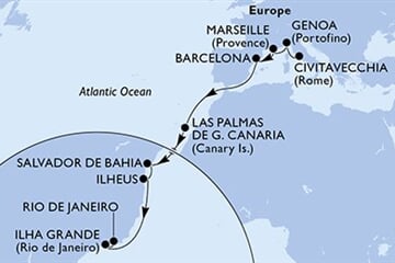 MSC DIVINA - Olaszország, Franciaország, Spanyolország, Brazília (a Civitavecchia-ből)