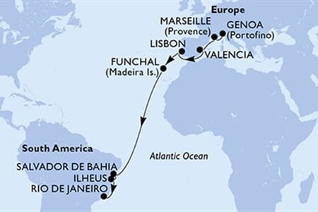 MSC MUSICA - Itálie, Francie, Španělsko, Portugalsko, Brazílie (z Janova)