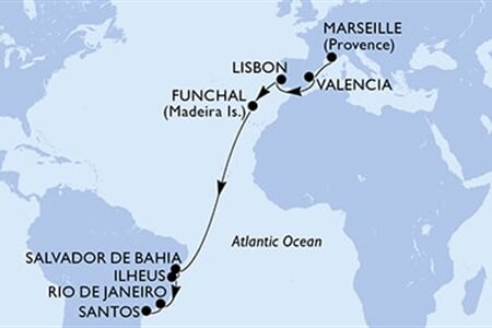 MSC MUSICA - Francie, Španělsko, Portugalsko, Brazílie (z Marseille)