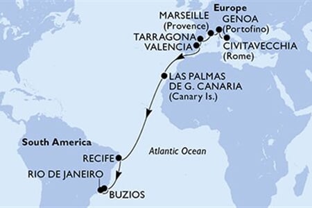 MSC SINFONIA - Itálie, Francie, Španělsko, Brazílie (z Civitavecchie)
