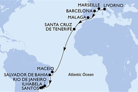MSC VIRTUOSA - Itálie, Francie, Španělsko, Brazílie (Livorno)