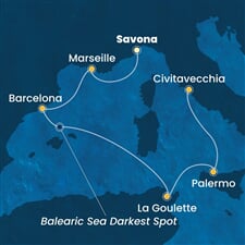 Costa Smeralda - Itálie, Francie, Španělsko, Tunisko (ze Savony)