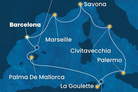 Costa Toscana - Španělsko, Tunisko, Itálie, Francie (z Barcelony)