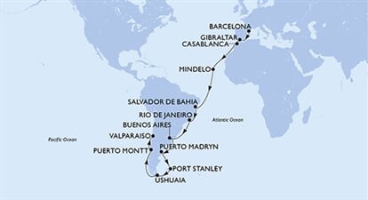 MSC Magnifica - Španělsko, Gibraltar, Maroko, Kapverdy, Brazílie, ... (z Barcelony)