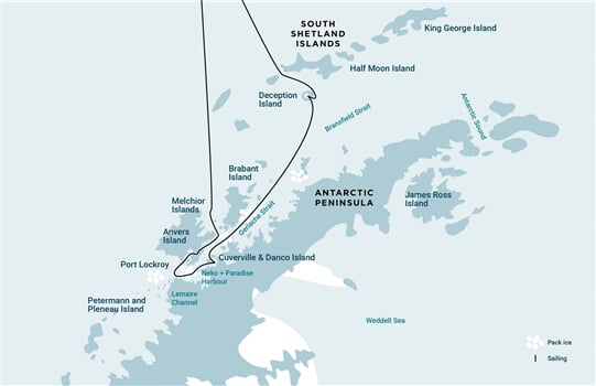 Trasa plavby Oceanwide Expedition OW-PLA23-27