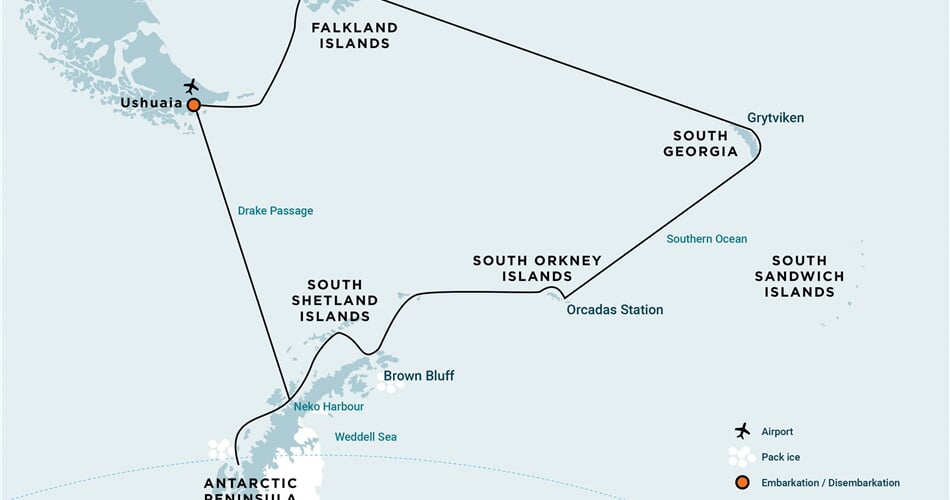 Trasa plavby Oceanwide Expedition OW-HDS29-28