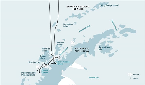 Trasa plavby Oceanwide Expedition OW-PLA32-28
