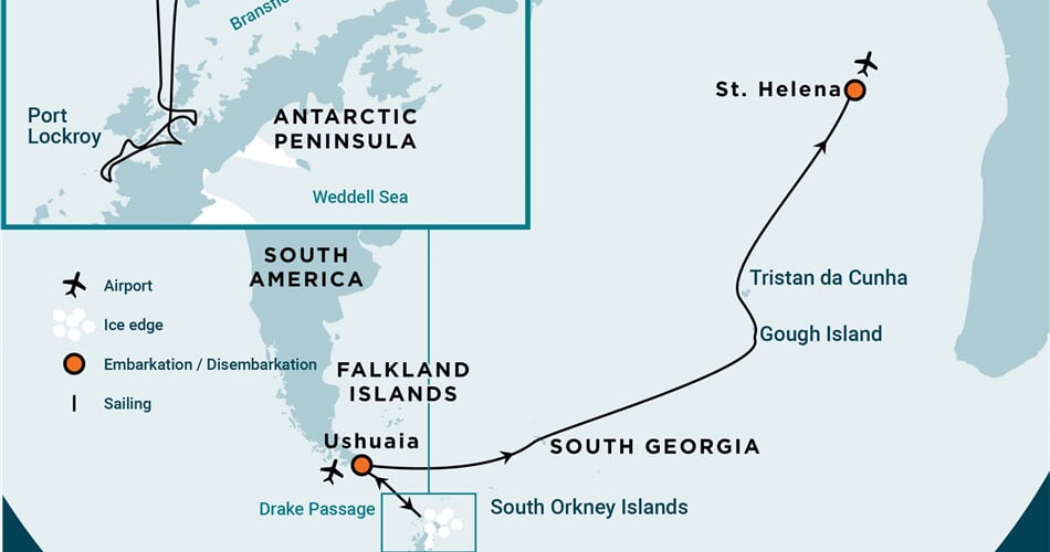 Trasa plavby Oceanwide Expedition OW-PLA32C28