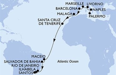 MSC Virtuosa - Itálie, Francie, Španělsko, Brazílie (Palermo)