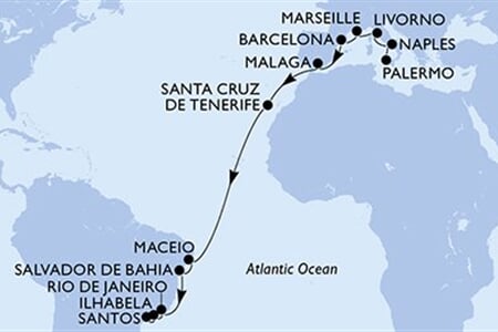 MSC Virtuosa - Itálie, Francie, Španělsko, Brazílie (Palermo)