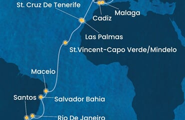 Costa Diadema - Španělsko, Portugalsko, Kapverdy, Brazílie (z Barcelony)