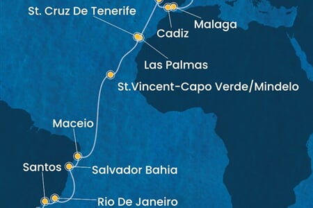 Costa Diadema - Španělsko, Portugalsko, Kapverdy, Brazílie (z Barcelony)