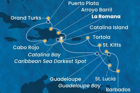 Costa Fascinosa - Dominikán.rep., Turks a Caicos, Nizozemské Antily, Panenské o. (britské) (z La Romana)