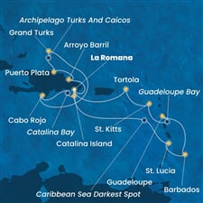 Costa Fascinosa - Dominikán.rep., Nizozemské Antily, Panenské o. (britské), Turks a Caicos (z La Romana)