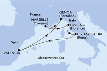 MSC SINFONIA - Franciaország, Olaszország, Spanyolország (a Marseille-ből)