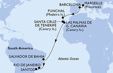 MSC Virtuosa - Francie, Španělsko, Portugalsko, Brazílie (z Marseille)