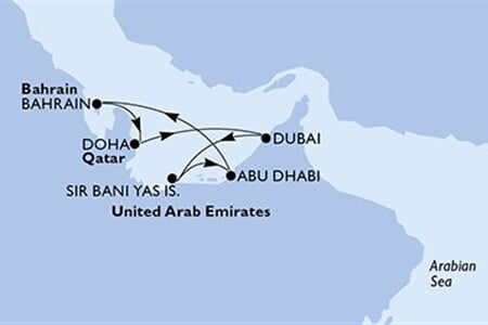MSC WORLD EUROPA - Katar, Egyesült Arab Emirátusok, Bahrein (a Doha-ból)