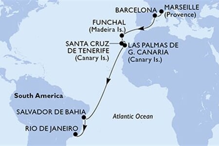 MSC VIRTUOSA - Francie, Španělsko, Portugalsko, Brazílie (z Marseille)