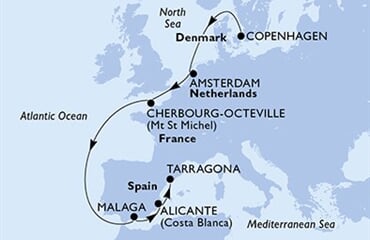 MSC Euribia - Dánsko, Nizozemí, Francie, Španělsko (z Kodaně)