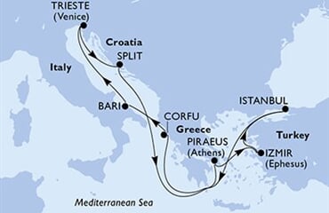 MSC Splendida - Itálie, Chorvatsko, Řecko, Turecko (Bari)
