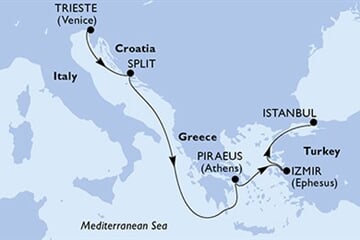 MSC SPLENDIDA - Olaszország, Horvátország, Görögország, Törökország (a Trieszt-ből)