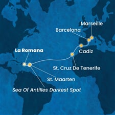 Costa Pacifica - Dominikán.rep., Nizozemské Antily, Španělsko, Francie (z La Romana)