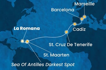 Costa Pacifica - Dominikán.rep., Nizozemské Antily, Španělsko, Francie (z La Romana)