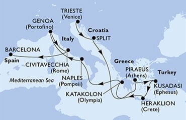 MSC Splendida - Itálie, Chorvatsko, Řecko, Turecko, Španělsko (z Terstu)