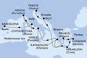 MSC SPLENDIDA - Olaszország, Horvátország, Görögország, Törökország, Spanyolország (a Trieszt-ből)