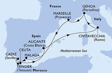 MSC Sinfonia - Španělsko, Maroko, Itálie, Francie (z Malagy)