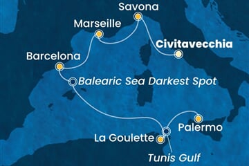 Costa Smeralda - Itálie, Francie, Španělsko, Tunisko (z Civitavecchie)