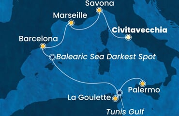 Costa Smeralda - Itálie, Francie, Španělsko, Tunisko (z Civitavecchie)