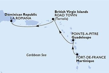 MSC Opera - Martinik, Guadeloupe, Panenské o. (britské), Dominikán.rep. (Fort-de-France)