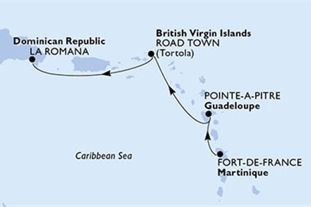 MSC OPERA - Martinique, Guadeloupe, Brit Virgin-szigetek, Dominikai Köztársaság (a Fort-de-France-ből)
