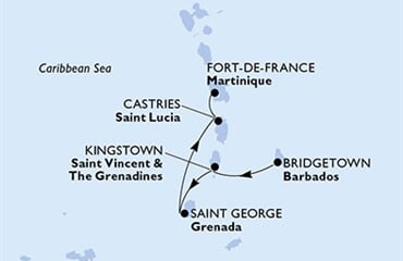 MSC Virtuosa - Barbados, Sv.Vincenc a Grenadiny, Grenada, Sv.Lucie, Martinik (Bridgetown)
