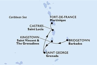 MSC Virtuosa - Barbados, Sv.Vincenc a Grenadiny, Grenada, Sv.Lucie, Martinik (Bridgetown)
