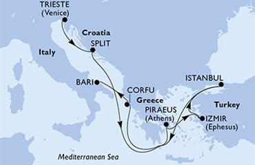 MSC Splendida - Itálie, Chorvatsko, Řecko, Turecko (z Terstu)