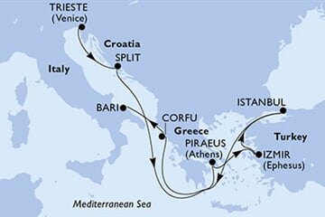 MSC SPLENDIDA - Olaszország, Horvátország, Görögország, Törökország (a Trieszt-ből)